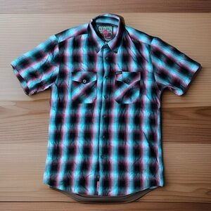 Dixxon Shreddy Flannel Shirt Men's Plaid Short Sleeve Button-Down Size Medium